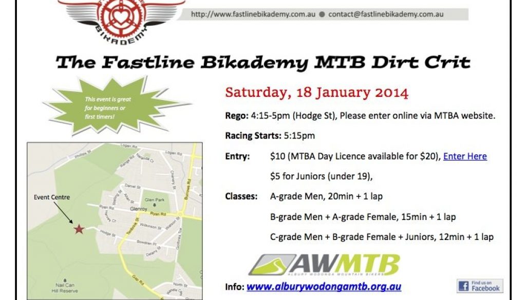 The Fastline Bikademy MTB Dirt Crit – Event Postponed